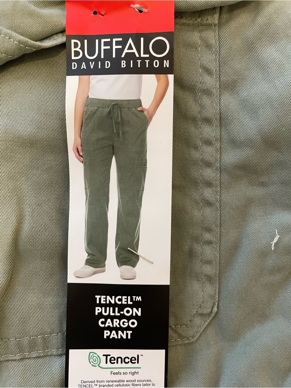 Buffalo David Bitton Tencel Pull-On Cargo Pants Olive Green SizeM